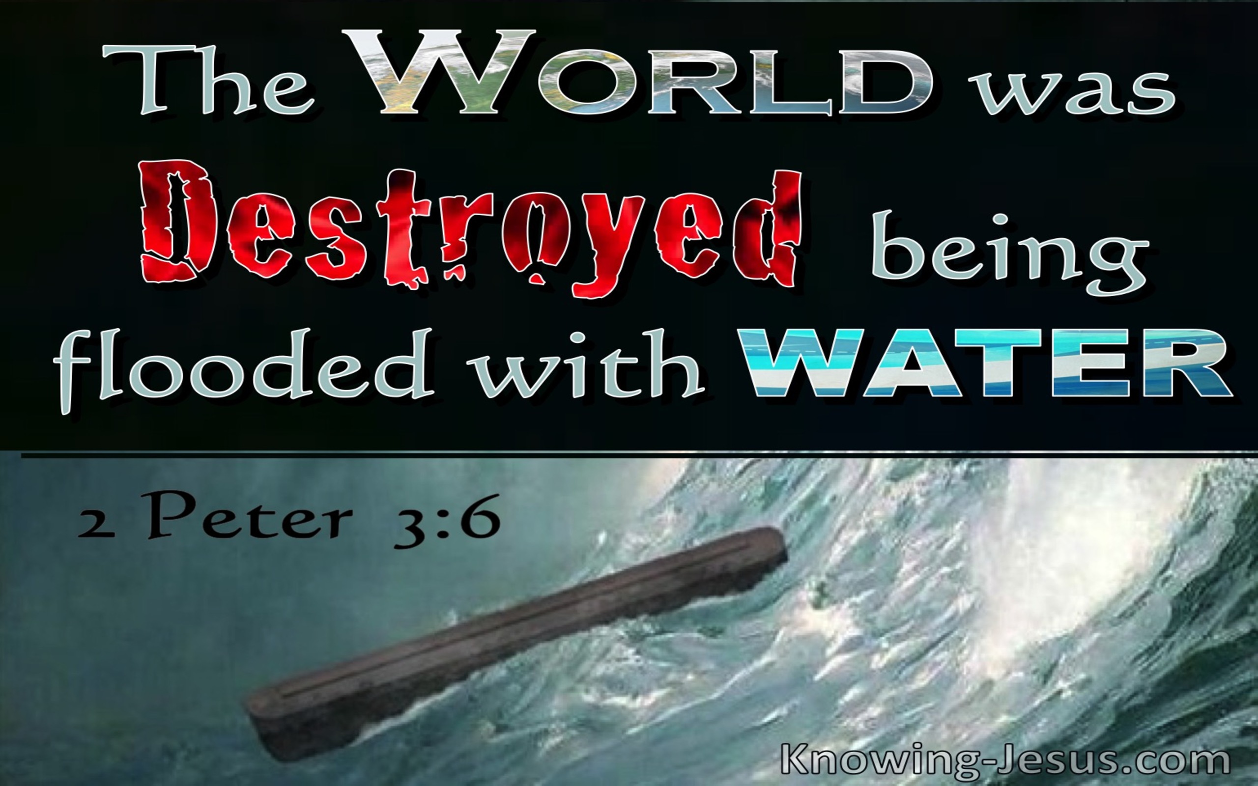 2 Peter 3:6 The World Was Destroyed With Water (black)